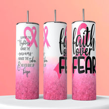 Load image into Gallery viewer, Breast Cancer Awareness Pink Tumbler Wrap 20oz Skinny Tumbler, Breast Cancer Cup, Breast Cancer Awareness Pink Tumbler Print