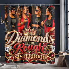 Load image into Gallery viewer, 💎 Diamonds in the Rough Sisterhood Shower Curtain ❤️🖤💛