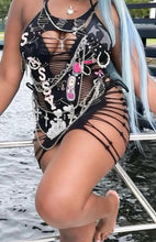 Load image into Gallery viewer, Custom Safety Pin ROCKSTAR dress TRENDING popular club wear, club dress, video vixen dress