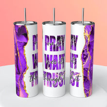 Load image into Gallery viewer, Customized Pray On It Tumbler - Faith Gift for Her - Christian Tumbler - Faith Tumbler for Women - Prayer tumbler - Pray tumbler-Red / Purple