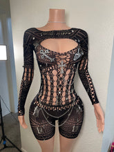 Load image into Gallery viewer, Custom Safety Pin ROCKSTAR dress TRENDING popular club wear, club dress, video vixen dress