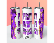 Load image into Gallery viewer, Customized Pray On It Tumbler - Faith Gift for Her - Christian Tumbler - Faith Tumbler for Women - Prayer tumbler - Pray tumbler-Red / Purple