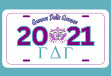 Load image into Gallery viewer, Gamma Delta Gamma Sorority/Basic Sorority Greek Letter Front Car Plate/Gift for her/ License Plate
