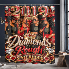 Load image into Gallery viewer, 💎 Diamonds in the Rough Sisterhood Shower Curtain ❤️🖤💛
