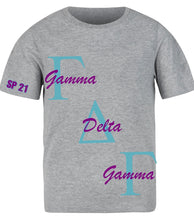 Load image into Gallery viewer, Gamma Delta Gamma Sorority T-Shirt/Basic Sorority Greek Letter T Shirt / Comfort Colors Stitched Crew Neck T-Shirt / Greek Sorority Shirt
