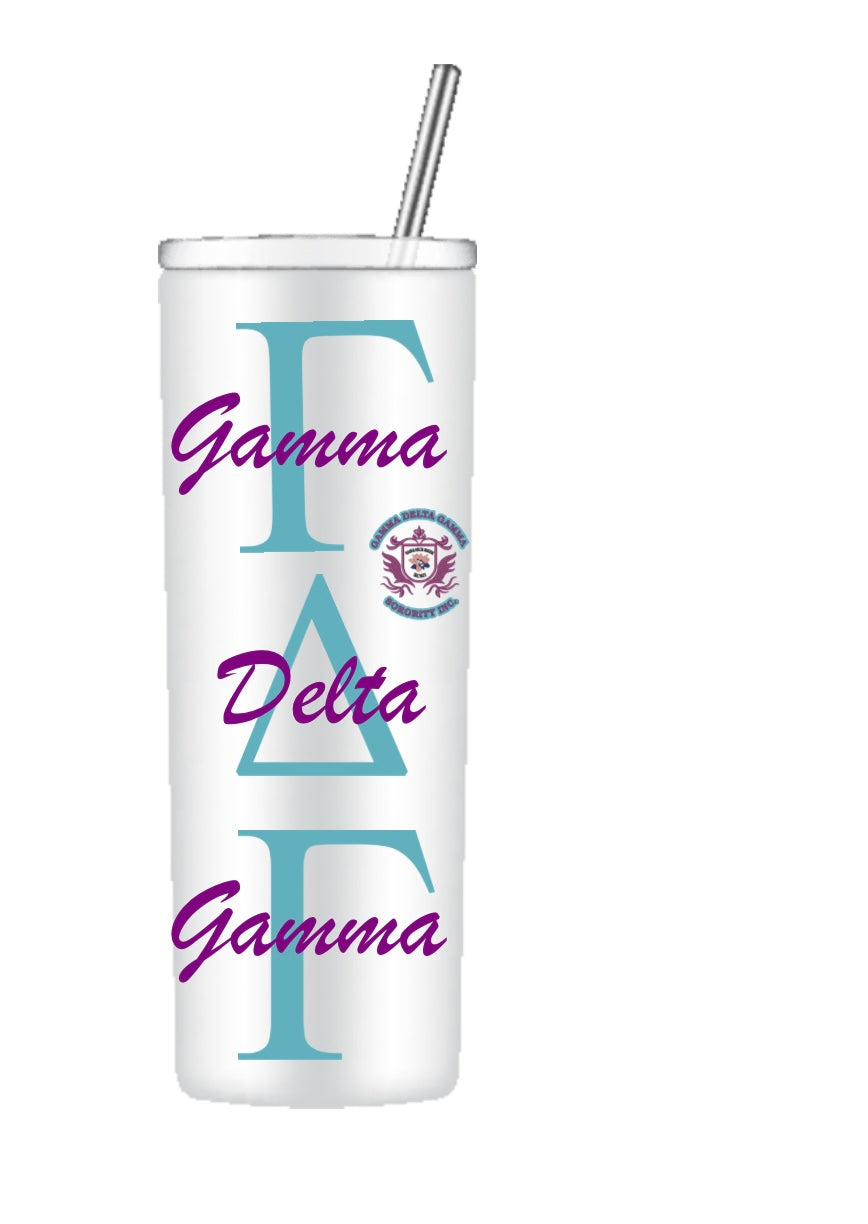 Gamma Delta Gamma 20oz Skinny Tumbler/Drinkware/Gift for Her
